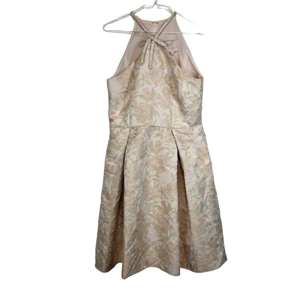 Gal Meets Glam Evelyn Jacquard Pink Vintage Floral Party Dress Size Woman's 12 - Picture 3 of 9